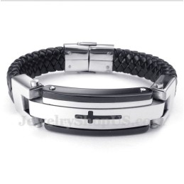 Bracelet En Cuir Et Titane Pour Homme