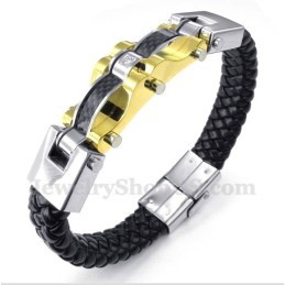 Bracelet En Cuir Et Fibre De Carbone Et Titane Pour Homme