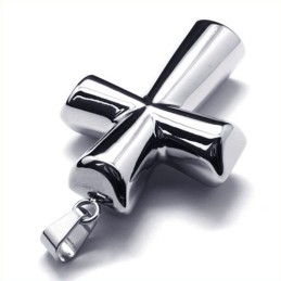 Pendentif Croix En Titane Avec Colonne Tendance (Argent)