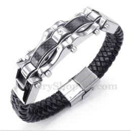 Bracelet En Cuir Et Fibre De Carbone Et Titane Pour Homme