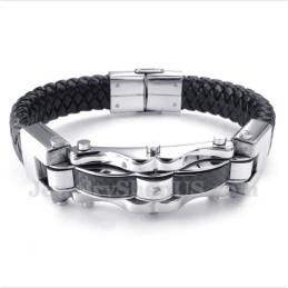 Bracelet En Cuir Et Fibre De Carbone Et Titane Pour Homme