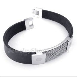 Bracelet En Cuir Et Maille Armure Titane Pour Homme