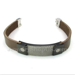 Bracelet En Cuir Et Maille Armure Titane Pour Homme