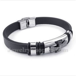 Bracelet En Caoutchouc Et Titane Pour Homme, Motif Croix Grecque