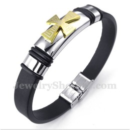 Bracelet En Caoutchouc Doré À Motif De Croix Grecque En Titane Pour Homme