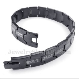 Bracelet Homme En Titane Noir À Motif Méandre Grec