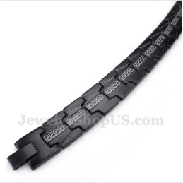 Bracelet Homme En Titane Noir À Motif Méandre Grec