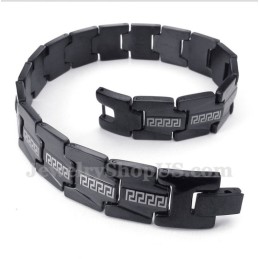 Bracelet Homme En Titane Noir À Motif Méandre Grec