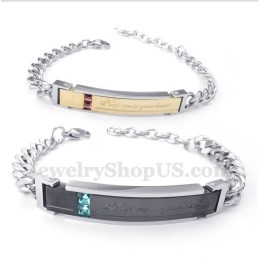 Bracelet Couple Homme Titane Diamant Pour Lui
