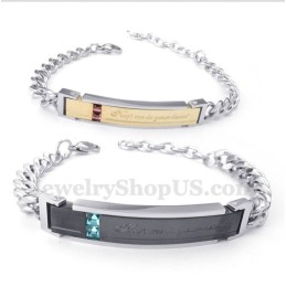 Bracelet Couple Homme Titane Diamant Pour Elle