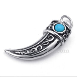 Pendentif Pour Homme En Titane Moulé Avec Cornes Et Zircon Vert Et Chaîne Offerte