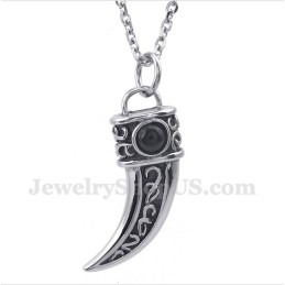 Pendentif Cornes En Titane Moulé Pour Homme, Zircon Noir, Avec Chaîne Offerte
