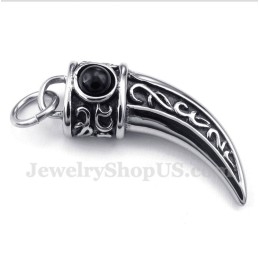 Pendentif Cornes En Titane Moulé Pour Homme, Zircon Noir, Avec Chaîne Offerte