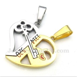 Pendentif Couple En Titane En Forme De Cœur Avec Chaîne Offerte (Une Paire)