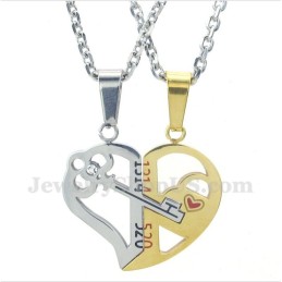 Pendentif Couple En Titane En Forme De Cœur Avec Chaîne Offerte (Une Paire)