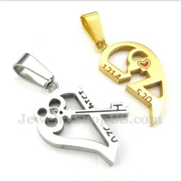Pendentif Couple En Titane En Forme De Cœur Avec Chaîne Offerte (Une Paire)
