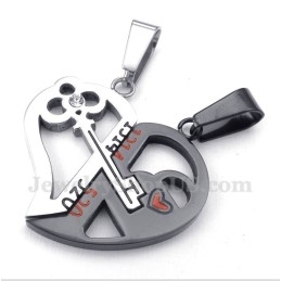 Pendentif Couple En Titane En Forme De Cœur Avec Chaîne Offerte (Une Paire)