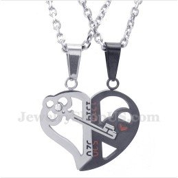Pendentif Couple En Titane En Forme De Cœur Avec Chaîne Offerte (Une Paire)