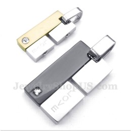 Pendentif Rectangulaire En Titane Pour Couple Avec Chaîne Offerte (Une Paire)