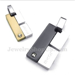 Pendentif Rectangulaire En Titane Pour Couple Avec Chaîne Offerte (Une Paire)