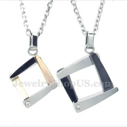 Pendentif Couple En Titane Et Diamant Avec Chaîne Offerte (Une Paire)