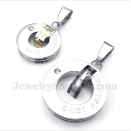 Pendentif Rond En Titane Et Diamant Pour Couple, Amour Éternel, Avec Chaîne Offerte (Une Paire)