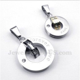 Pendentif Rond En Titane Et Diamant Pour Couple, Amour Éternel, Avec Chaîne Offerte (Une Paire)