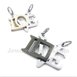 Pendentif Couple Lettre D'Amour En Titane Avec Chaîne Offerte (Une Paire)