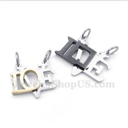 Pendentif Couple Lettre D'Amour En Titane Avec Chaîne Offerte (Une Paire)