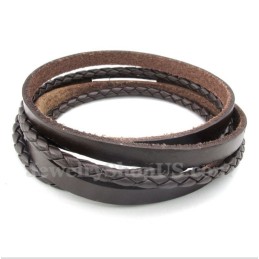 Bracelet En Cuir Et Titane Pour Homme