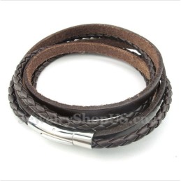 Bracelet En Cuir Et Titane Pour Homme