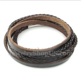 Bracelet En Cuir Et Titane Pour Homme