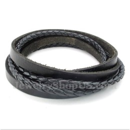 Bracelet En Cuir Titane Noir Pour Homme