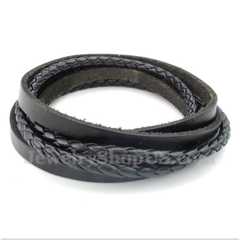 Bracelet En Cuir Titane Noir Pour Homme Bracelet En Cuir Titane Noir Pour Homme