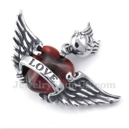 Pendentif Ailes En Titane Pour Homme Avec Diamants Rouges Et Chaîne Offerte