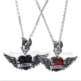Pendentif Couple Ailes De Diamant En Titane Avec Chaîne Offerte (Une Paire)