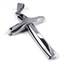 Pendentif Croix Ondulée En Titane (Argent)