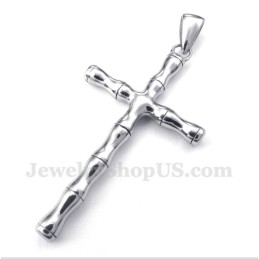 Pendentif Croix En Titane Et Bambou Pour Homme Avec Chaîne Offerte