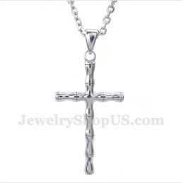 Pendentif Croix En Titane Et Bambou Pour Homme Avec Chaîne Offerte