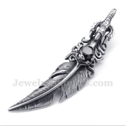 Pendentif Plume Noire En Titane Pour Homme Avec Chaîne Offerte