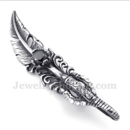 Pendentif Plume Noire En Titane Pour Homme Avec Chaîne Offerte