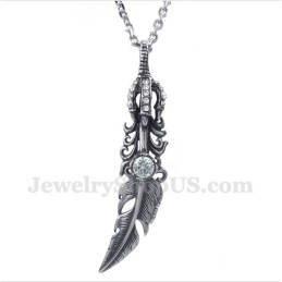 Pendentif Plume En Titane Pour Homme Avec Chaîne Offerte