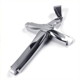Pendentif Croix Ondulée En Titane (Argent)