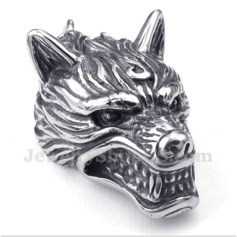 Pendentif Tête De Loup En Titane Pour Homme Avec Chaîne Offerte