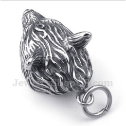 Pendentif Tête De Loup En Titane Pour Homme Avec Chaîne Offerte