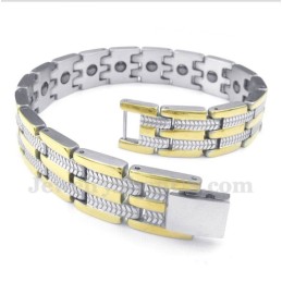 Bracelet Magnétique En Titane Et Or Pour Homme