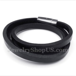 Bracelet En Cuir Et Titane Pour Homme