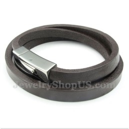 Bracelet En Cuir Et Titane Pour Homme