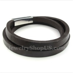 Bracelet En Cuir Et Titane Pour Homme