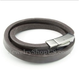 Bracelet En Cuir Et Titane Pour Homme